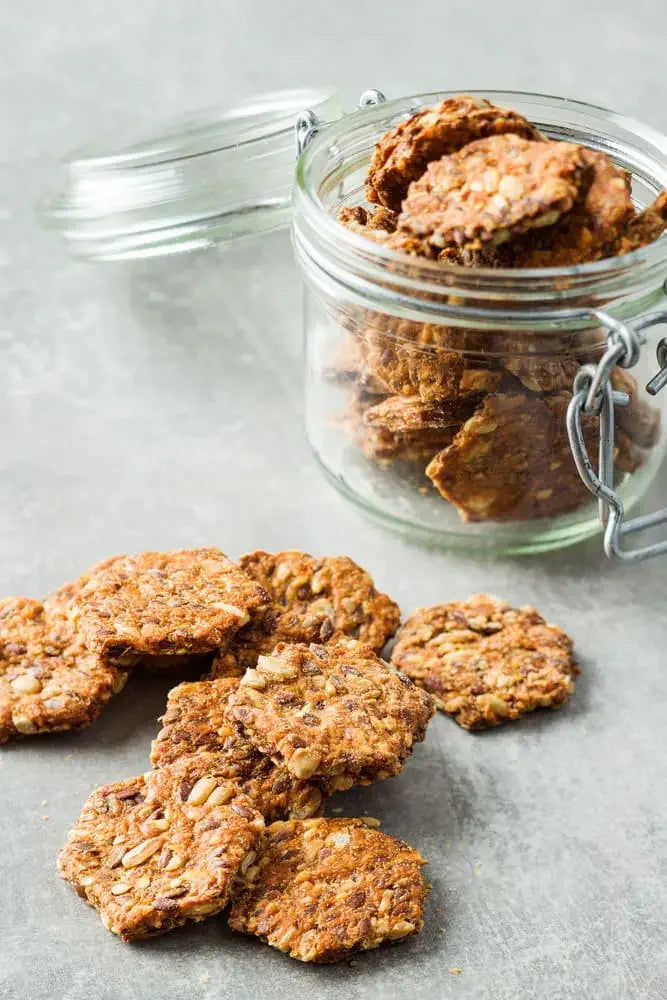Apple, Sweet Potato, and Sesame Flax Crackers